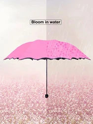 Three Fold Color Changing UV Resistant Black Glue Sun And Rain Umbrella - Folding Umbrella for All Weather Conditions