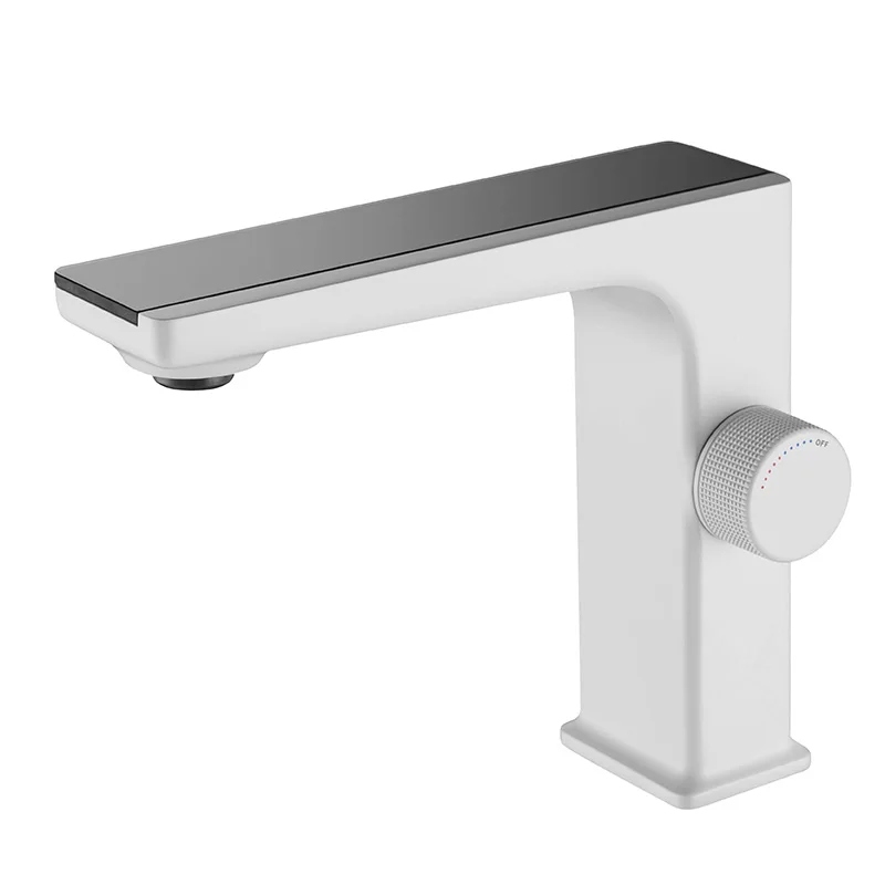 

White digital display faucet hot and cold washbasin gun gray all-copper brushed gold washbasin faucet