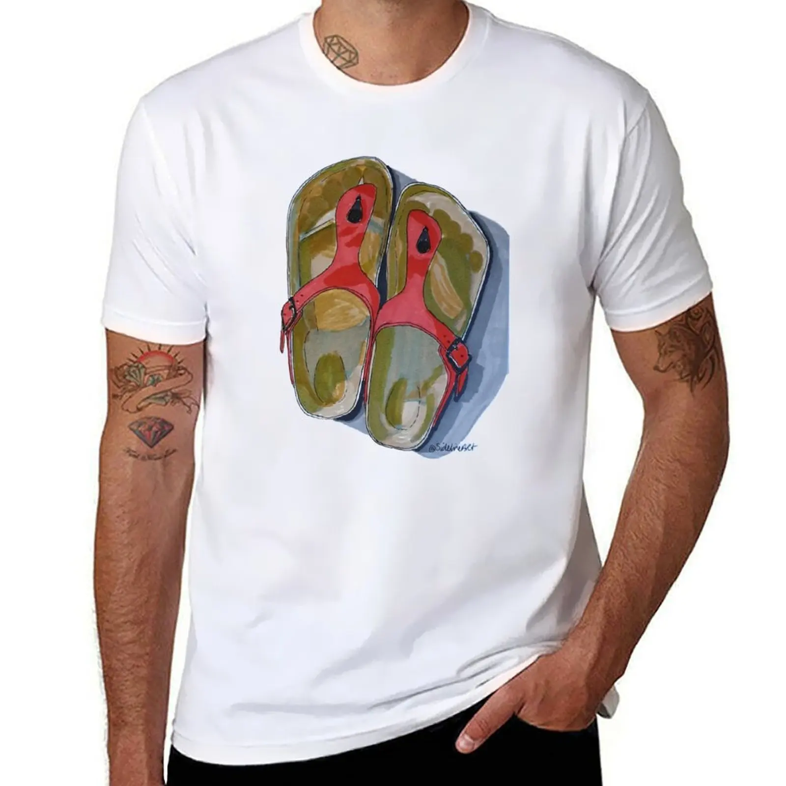 

Red Sandals T-Shirt cotton t shirt man funny t shirts cotton t shirts for man cotton T-shirt
