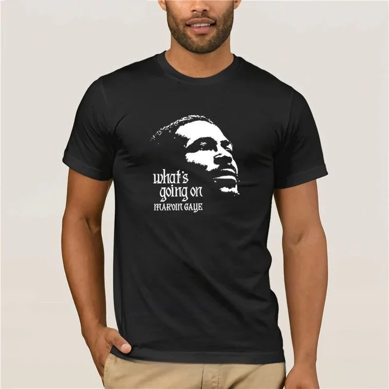 Men's Cool Short Sleeve T-Shirt Marvin Gaye 100% Motown Co Hand-Painted Custom Design Unique Fashion Casual Wear