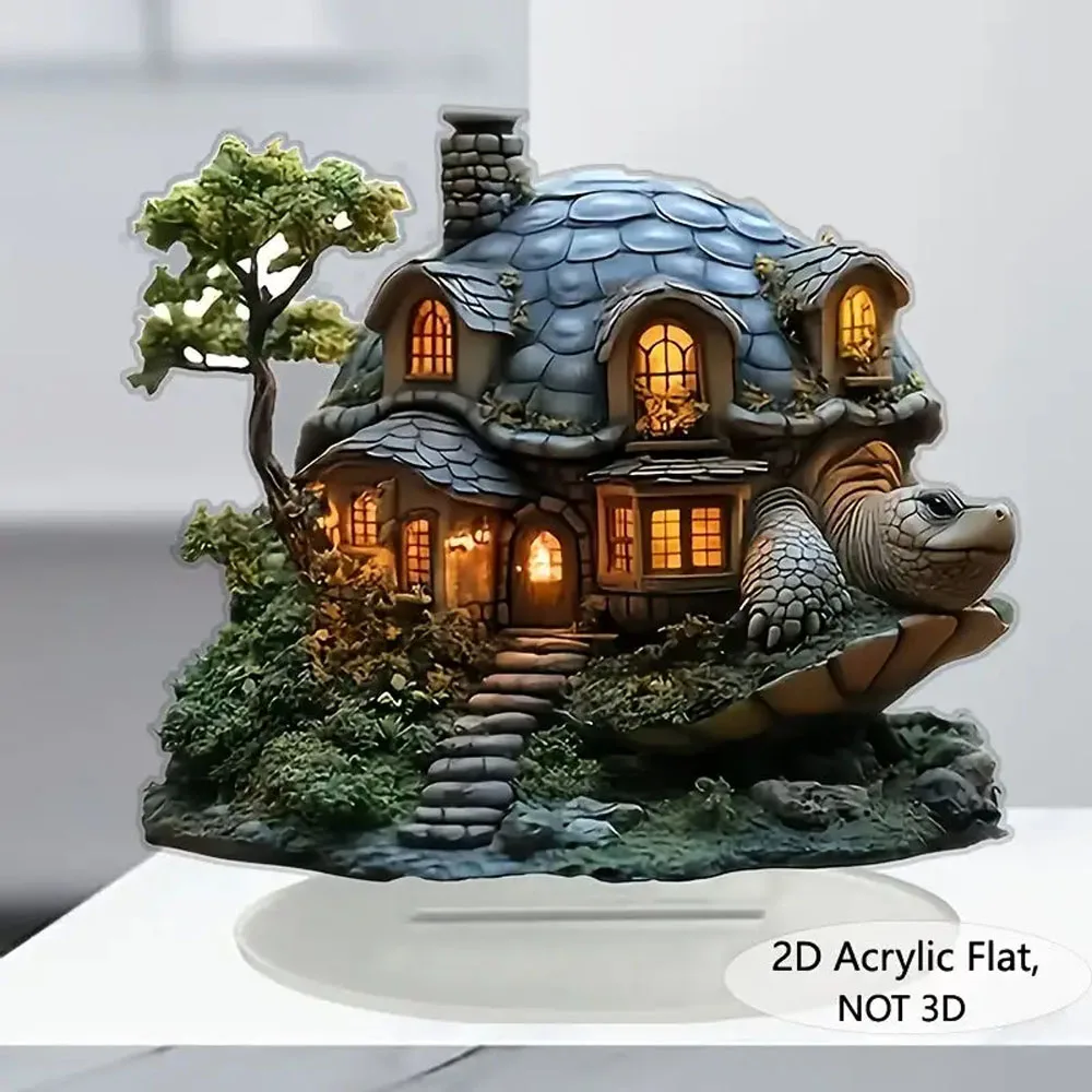 Figura Decorativa de Tortuga de Acrílico Estilo Boho (1 Pieza) - Decoración con Temática de Fantasía para el Hogar y la Oficina, Decoración Versátil para Habitaciones, Sin Electricidad