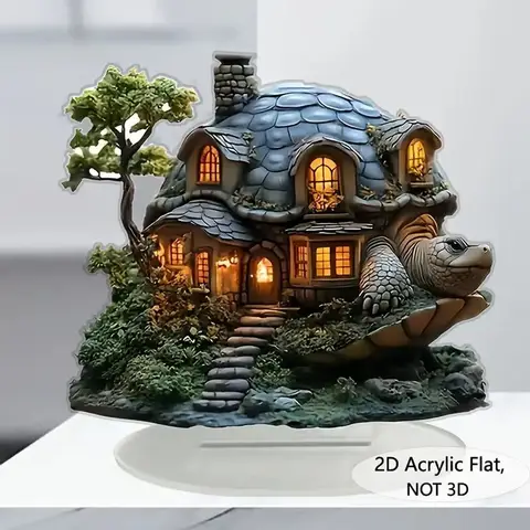 1pc Boho Style Acrylic Turtle House Figurine - Fantasy Themed Decor for Home & Office, Versatile Room Decor, No Electricity