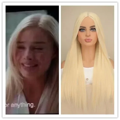 

Bar Blonde Synthetic Long straight blonde wig bar-bie costume wig blonde wig costume women for Halloween