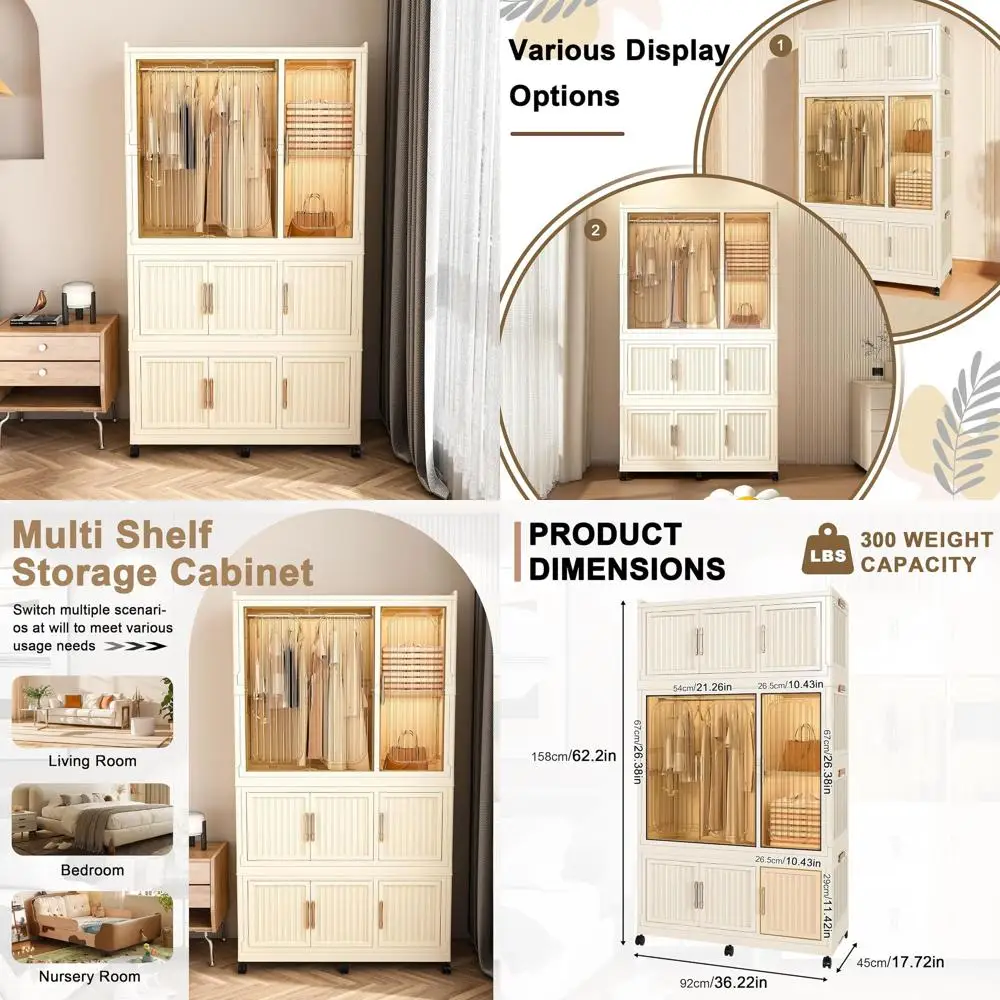 

Детский портативный органайзер для гардероба с 8 секциями, штангой для подвешивания и 6 вешалками для хранения вещей в спальне