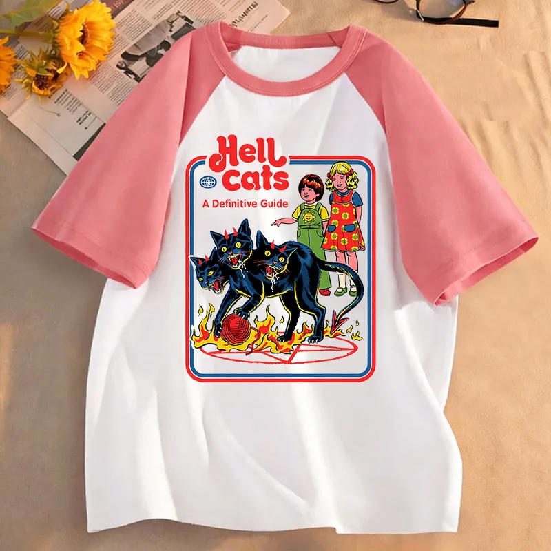 Lustiges Comic-Katzen-T-Shirt mit Feuer-Design, Manga-Kinder-T-Shirt für Jungen und Mädchen, Sommer, Frühling, lässiges Top-T-Shirt