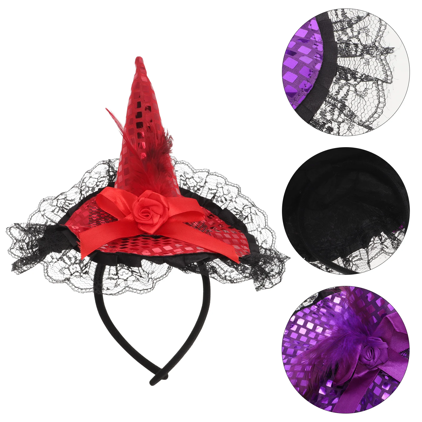 5 Pcs Witch Hair Hoop Halloween Headband Ribbons Fancy Balls Decor Kids Hairband Miss Hats Makeup