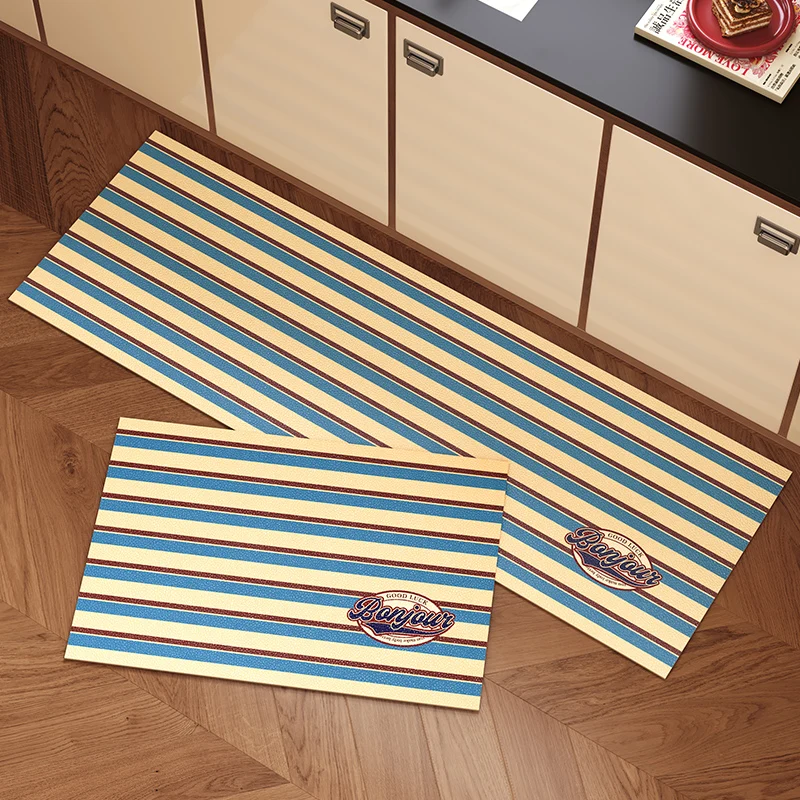 

VIKAMA 2-Piece Minimalist Design Floor Mats: Water-Absorbent, Anti-Slip Home Decor Kitchen Set, Bathroom Mat, Shower Door Mat