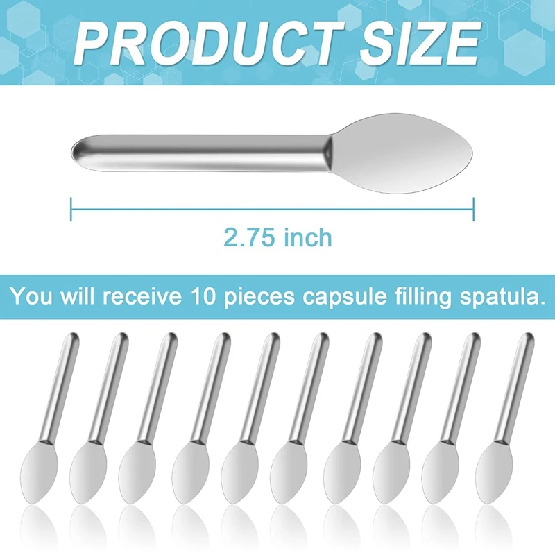 AD-كبسولة ملء ملعقة 20 قطعة الفولاذ المقاوم للصدأ مختبر ملعقة صغيرة سكوب لسرعة هلام كبسولة ملء آلة حشو حبوب منع الحمل