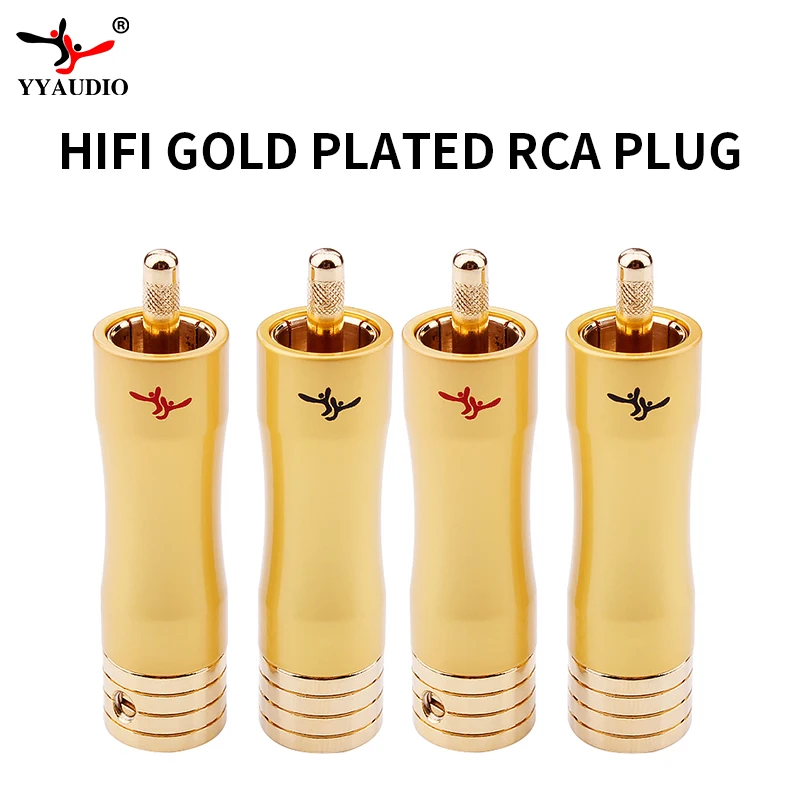 YYAUDIO HIFI RCA Plug High Quality Carbon Fiber 24k Gold-plated RCA Connectors Soldering Plug Speaker Cable Wire Connector