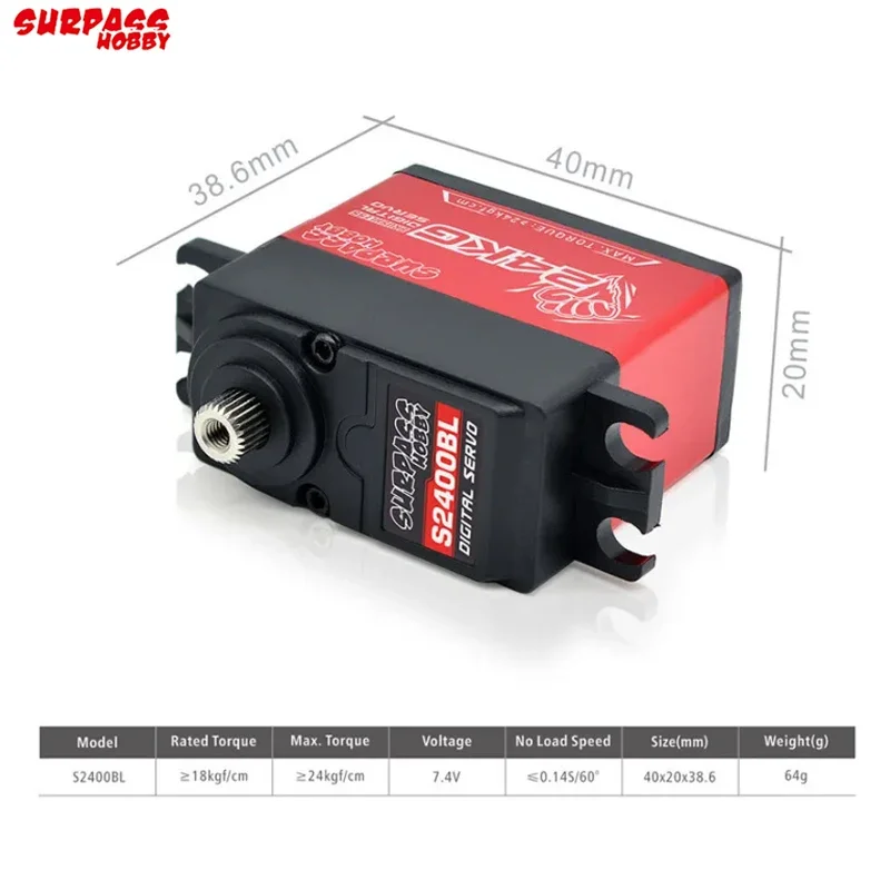 SURPASS Hobby S2400BL 24KG Brushless Digital High Speed ​​Metal Gear Mini Servo For RC Toy Car