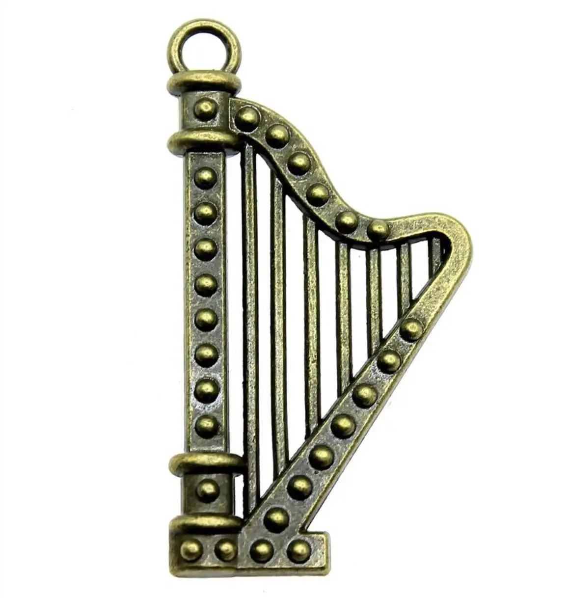 

5pcs 40*21mm, hole 2.5mm tibetan silver 2sided harp music instrument design pendant for jewelry handmade HWEF0945