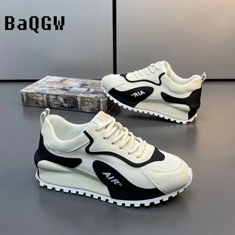 High Platform Luxury Men Sneakers Casual Color Block Mesh Breathable Outdoor Male Designer Flats Chunky Sneakers Running Shoes