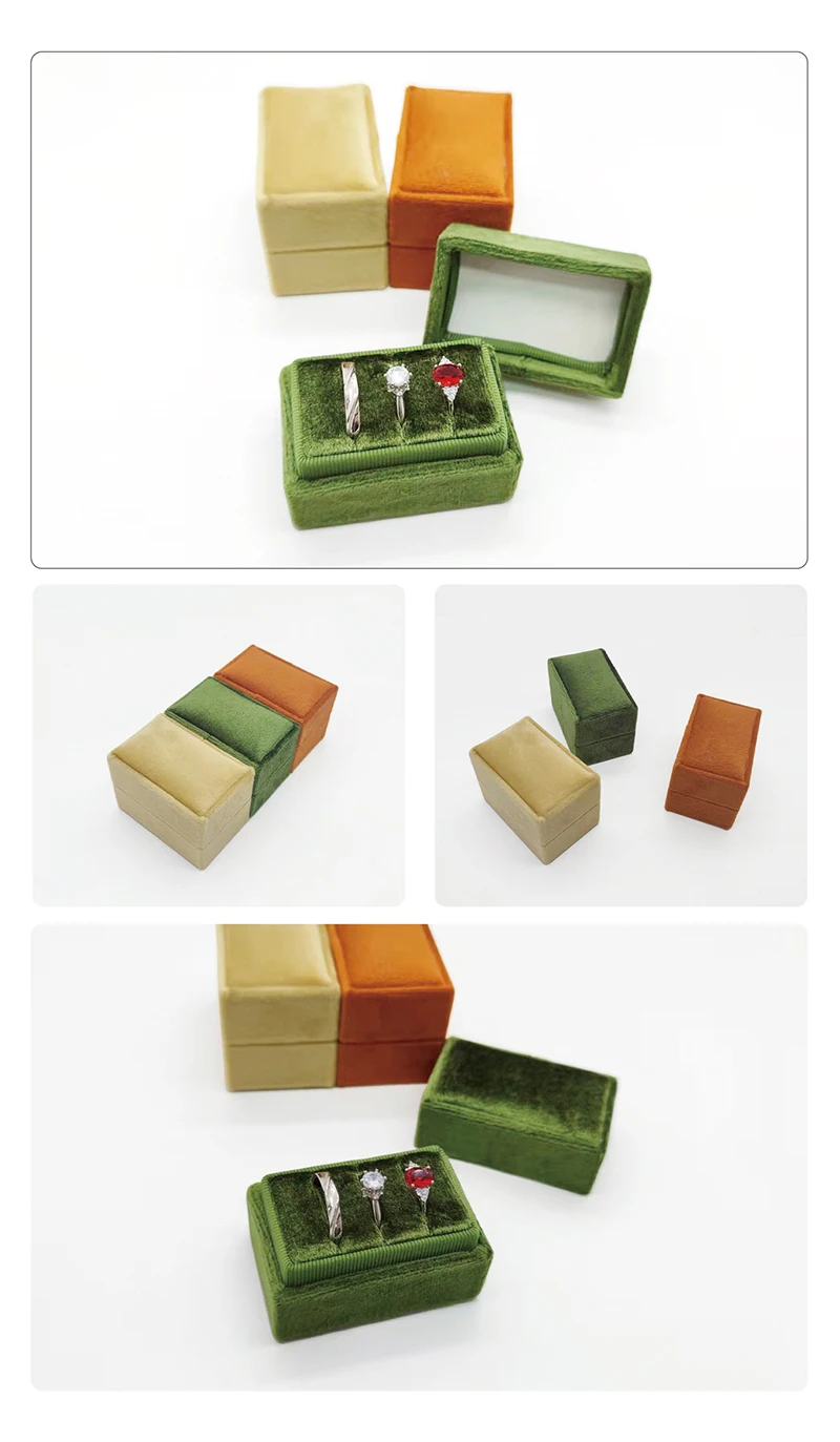 Velvet 3 Slots Ring Box Jewelry Display Holder Portable Ring Storage Organizer Case for Rings Jewelry Gift Box for Women