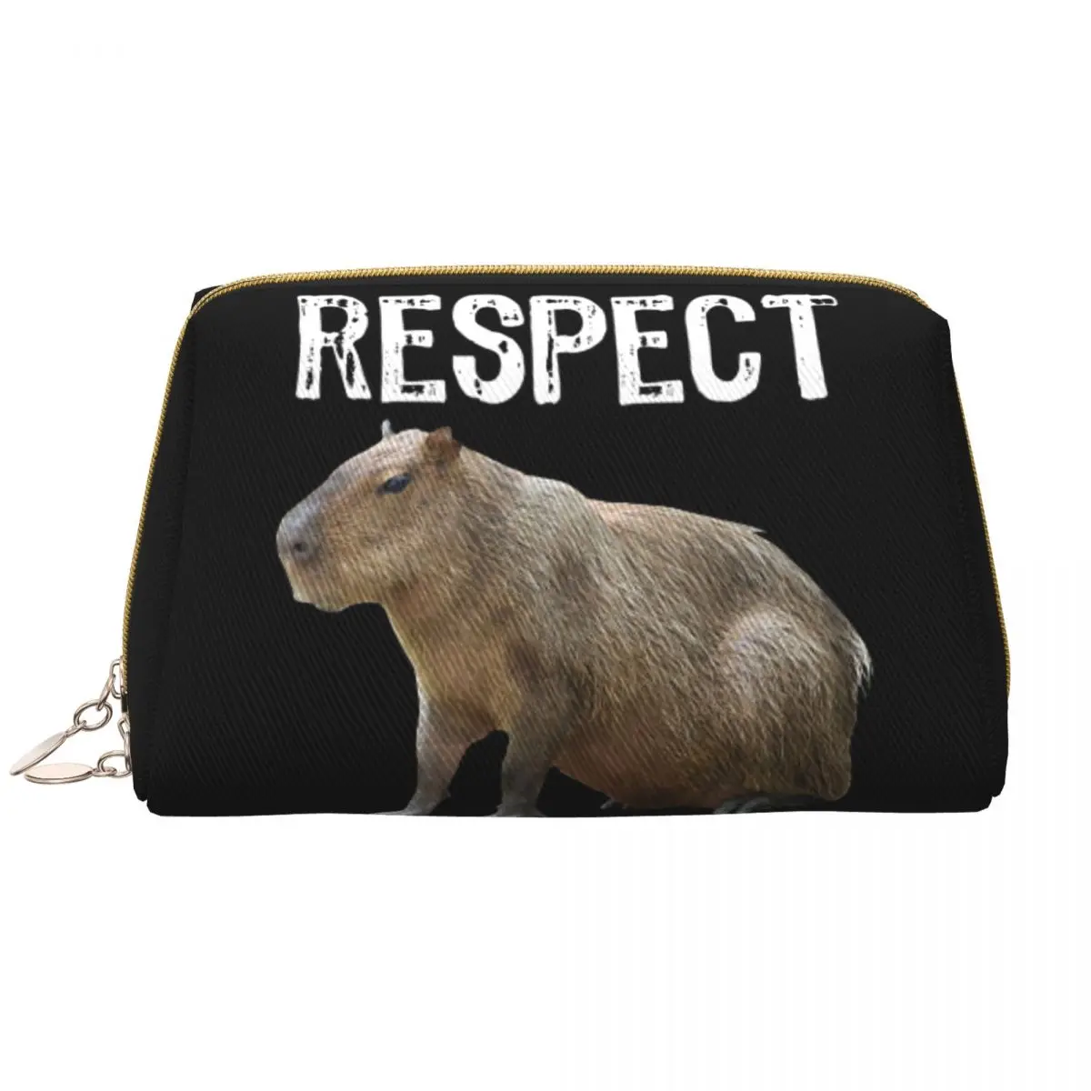 Respect The Capybara Funny Rodent Capibara Makeup Bag Women Travel Cosmetic Organizer Cute Storage Toiletry Bags