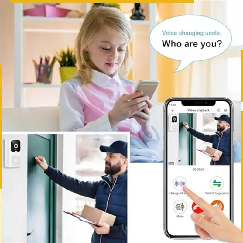 

A76K Intelligent Wifi Night Vision Low Power VGA Video Doorbell App Remote Intercom Cell Phone Push Notification For Home Durabl