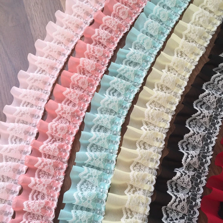 10 Meter/Lot Faltenbündchen-Spitze DIY Spitzenzubehör für Kleidung und Röcke RS24565 – Detail 3