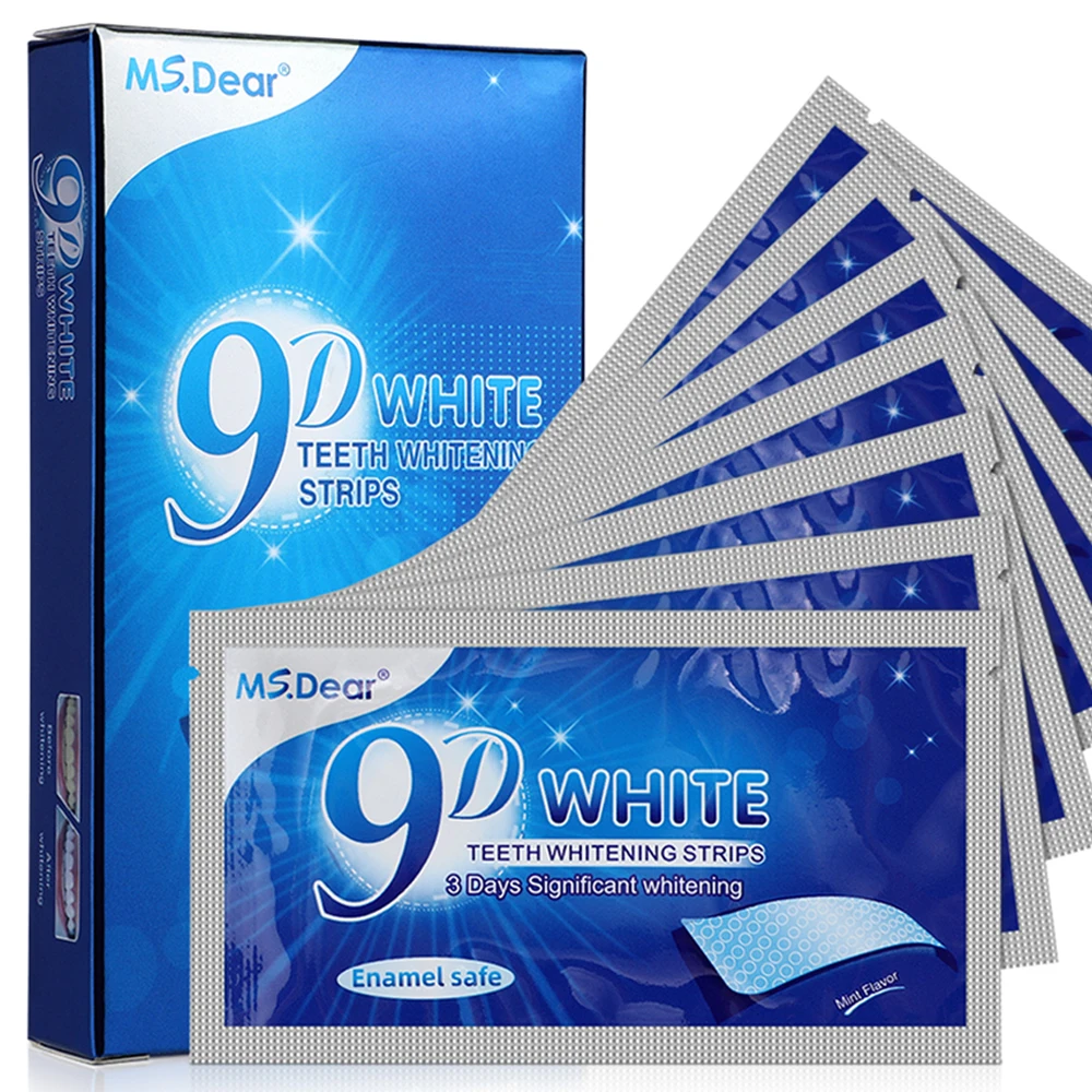 Tiras blanqueadoras de dientes, limpieza de higiene bucal, parche blanqueador Dental, alivio de hinchazón, carillas de dientes postizos, pegatinas de Gel blanqueador de dientes