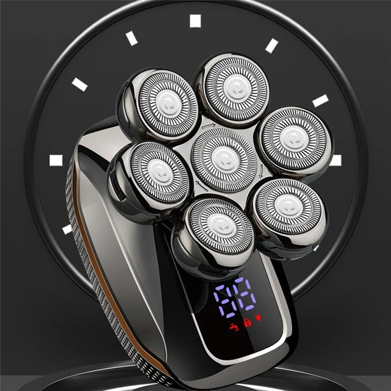 ABUU-6 في 1 ماكينة حلاقة كهربائية للرجال قابلة لإعادة الشحن ماكينة حلاقة للشعر اللاسلكية للرجل الأصلع مقاومة للماء ماكينة تشذيب اللحية الرطبة والجافة