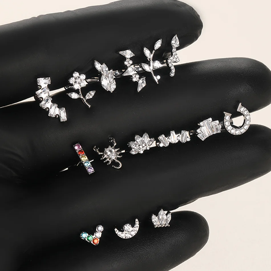 1PC Titanium Marquise Zircon Helix Earrings 16G Internally Threaded Daith Tragus Labret Stud Piercing Body Jewelry
