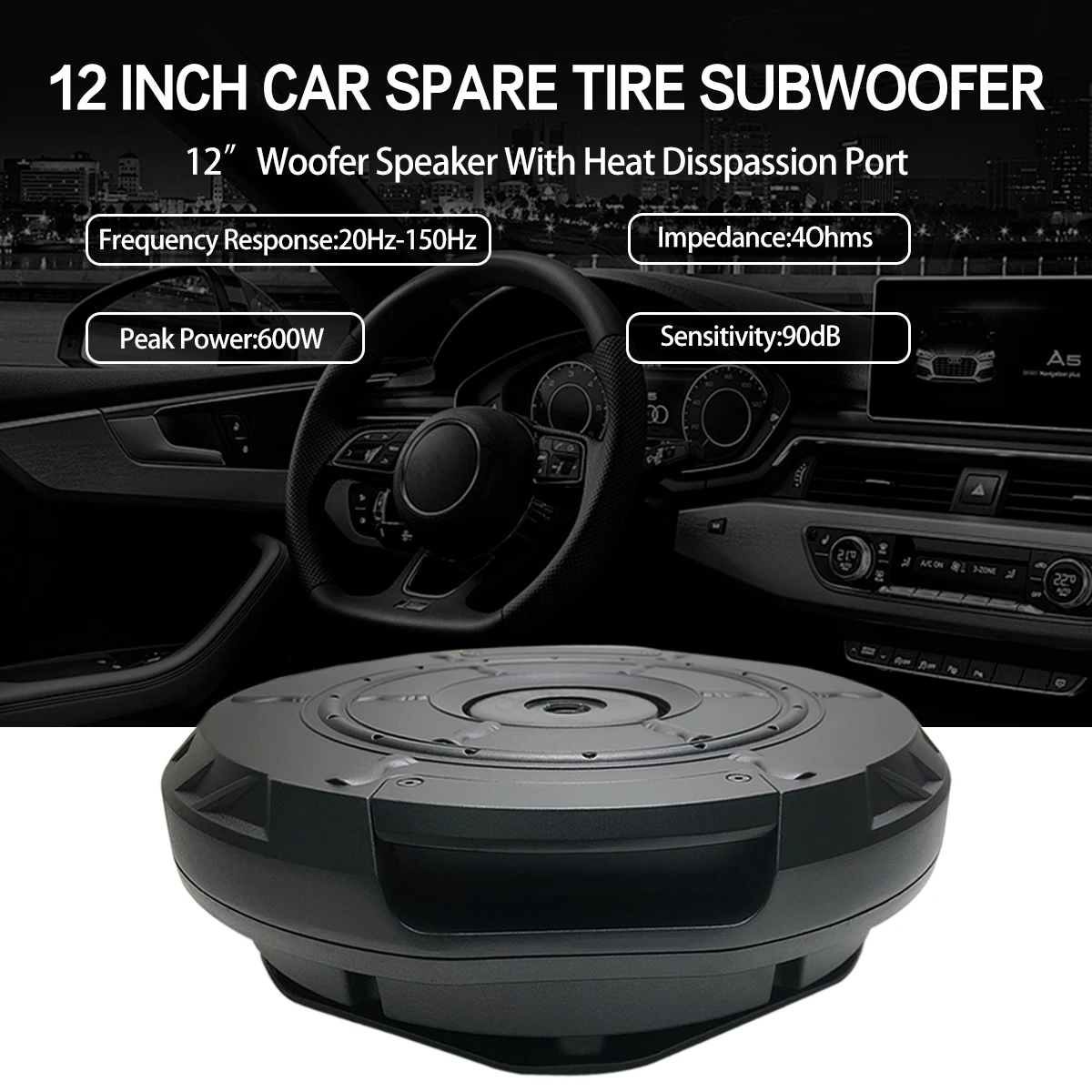 Woofer 12 Inch Active Subwoofer Car Spare Tire Subwoofer High Performance Bass for Car Truck 12 Inch Shallow Mount Subwoofer
