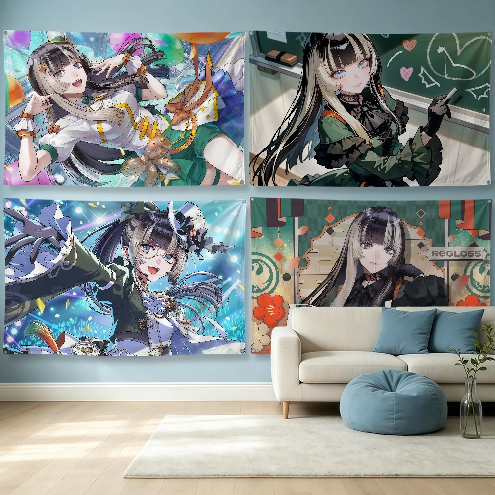 Virtual Idols J-Juufuutei Raden Flag Polyester Banner Flags For Party Club Outdoor Interior Wall Paper Decoration Banner Gift