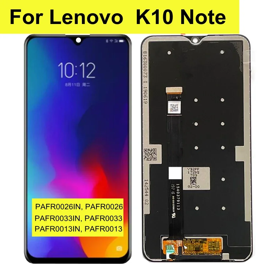 

6,3 " протестирован для Lenovo K10 Note ЖК-дисплей, сенсорная панель, дигитайзер экрана в сборе, датчик для Lenovo K10 ПРИМЕЧАНИЕ, ЖК-дисплей Pantalla