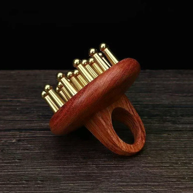 Head Meridians Massage Comb Copper Sandalwood Meridians Fine Tooth Comb Needling Guasha Scalp Massage Brush Relax Body Massager
