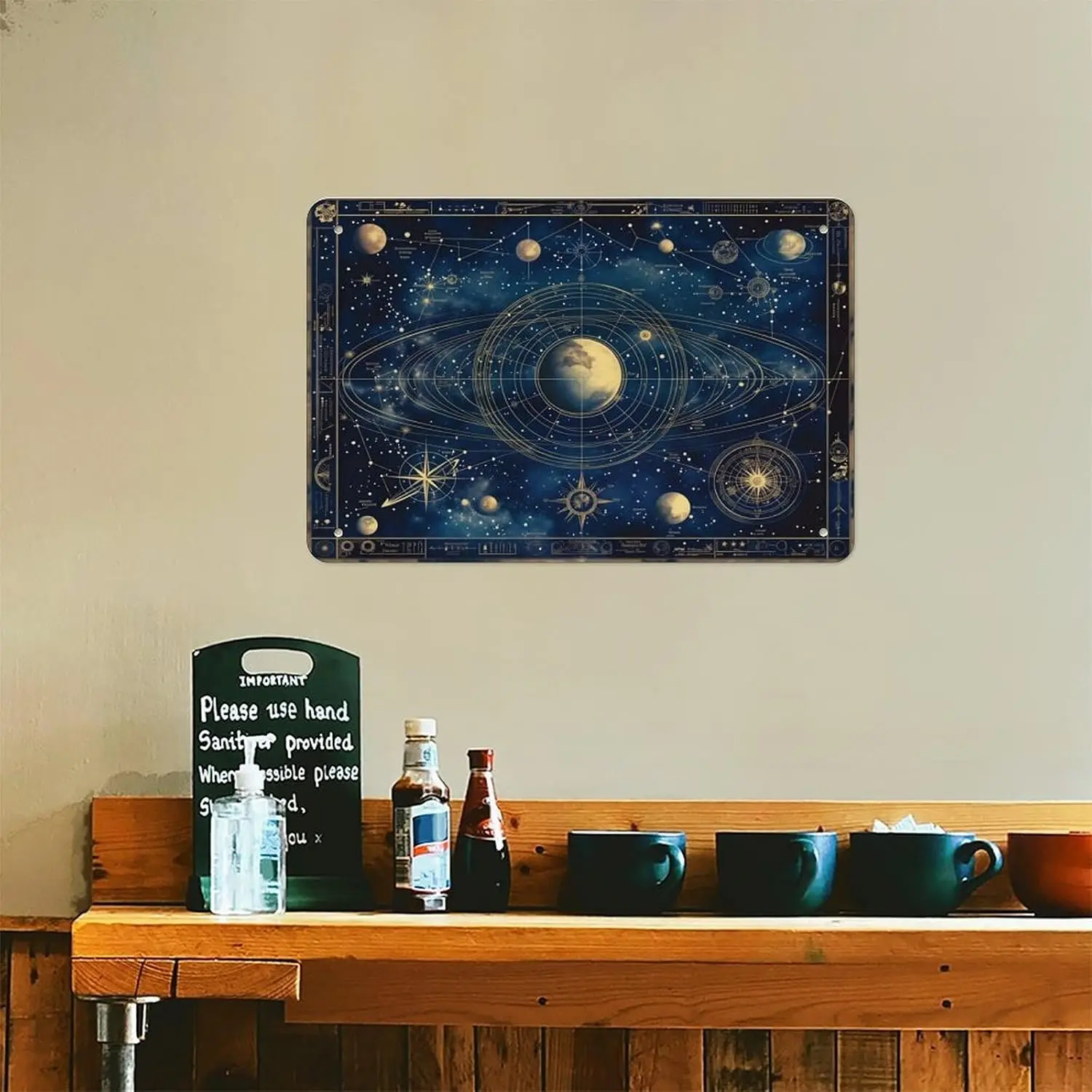 Planets, Stars & Constellations Premium Tin Sign Wall Decor  ,Metal Plaque UV Printed Iron Artwork with Folded Edges And Pre