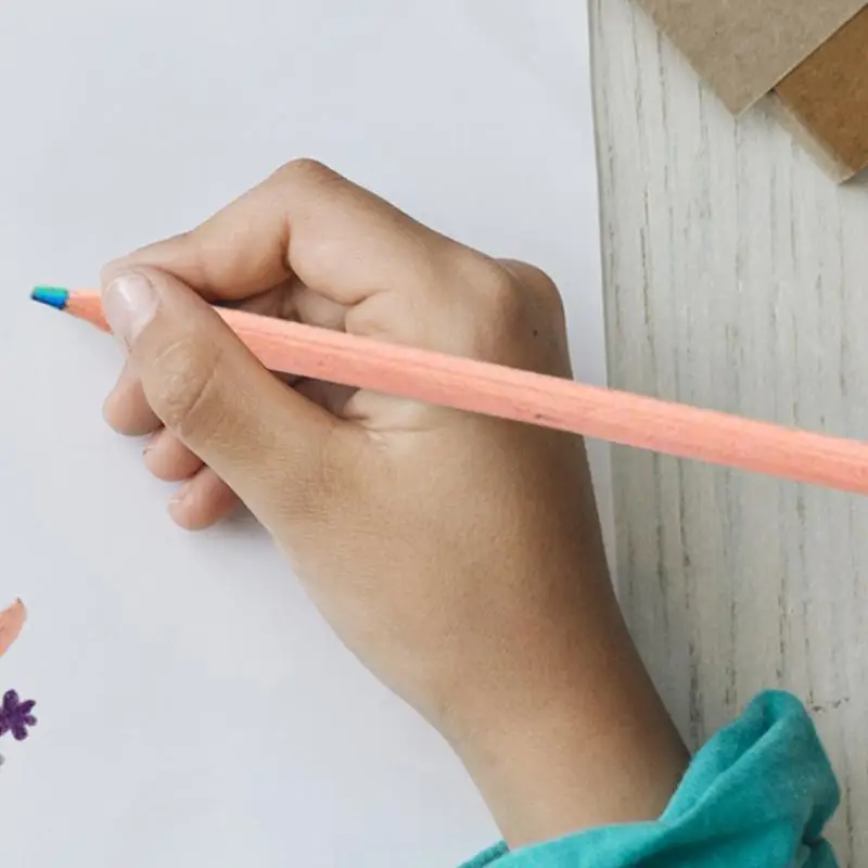 Kids Colored Pencils Wood Colored Pencils 7 Color In 1 Rainbow Gradient Crayons 4 PCS Wooden Rainbow Colored Pencils Drawing