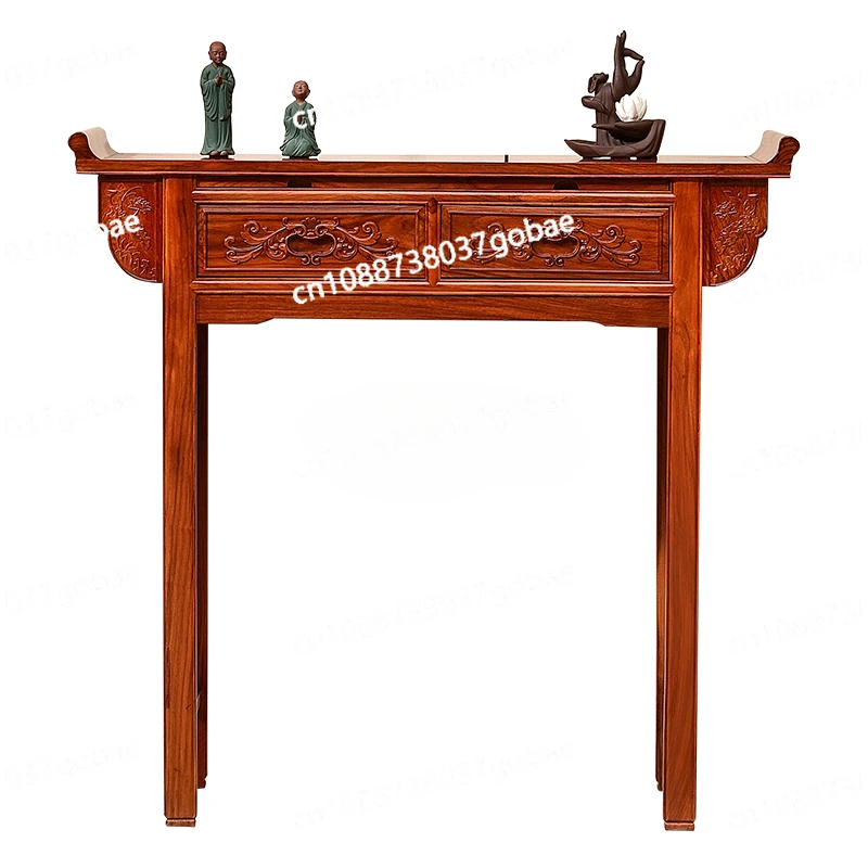 LMM Rosewood Altar Household Altar Chinese Incense Burner Table Living Room Warped Head Solid Wood a Long Narrow Table