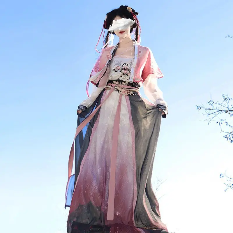 

Hanfu Dress Women Chinese Vintage Tang Suits Pink Hanfu Dress Female Halloween Cosplay Costume Party Outfit Plus Size XL