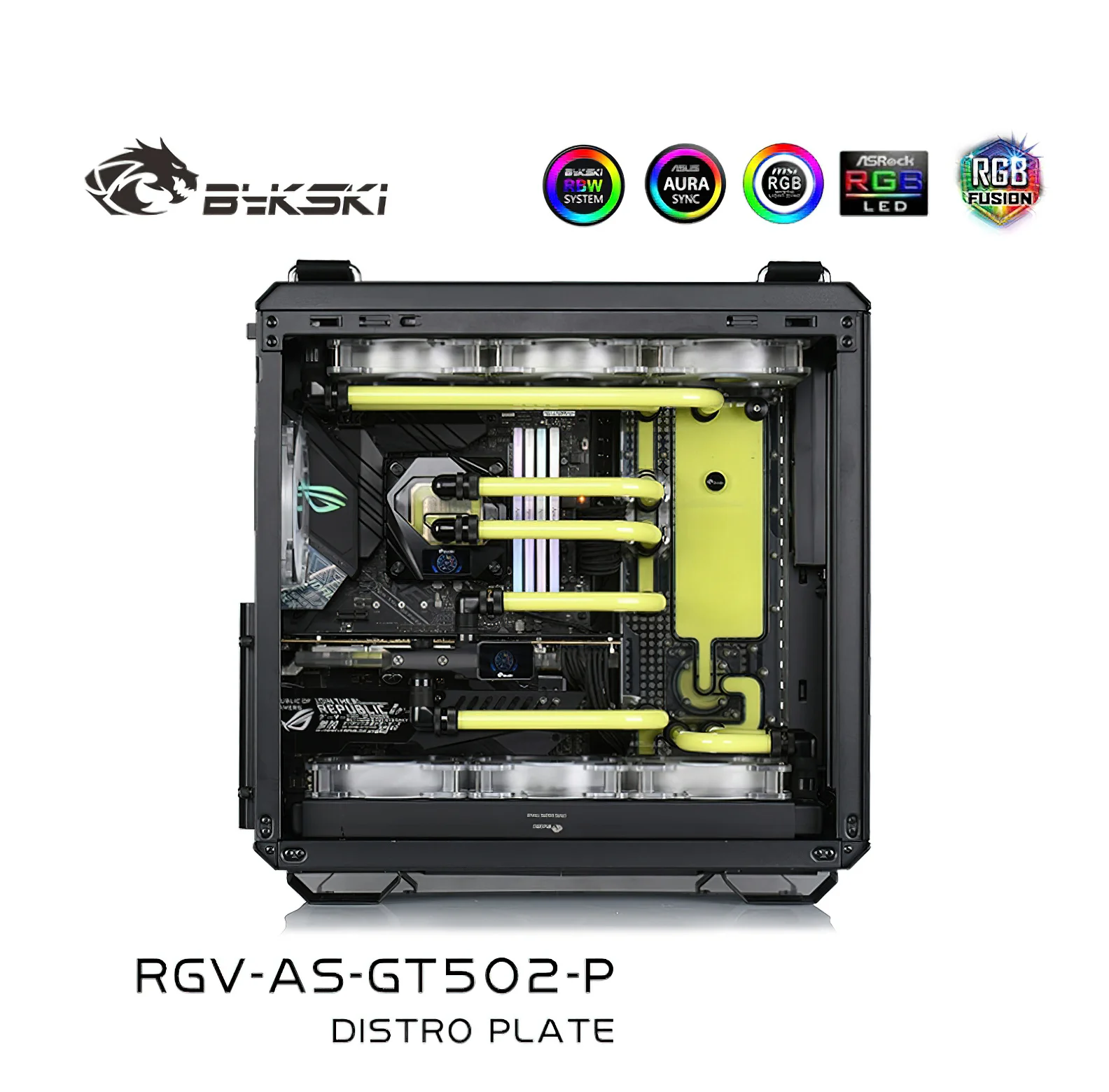 Imagem -04 - Bykski Rgb Distro Placa de Resfriamento Água Reservatório para Asus Tuf Gaming Gt502 Rgv-as-gt502-p