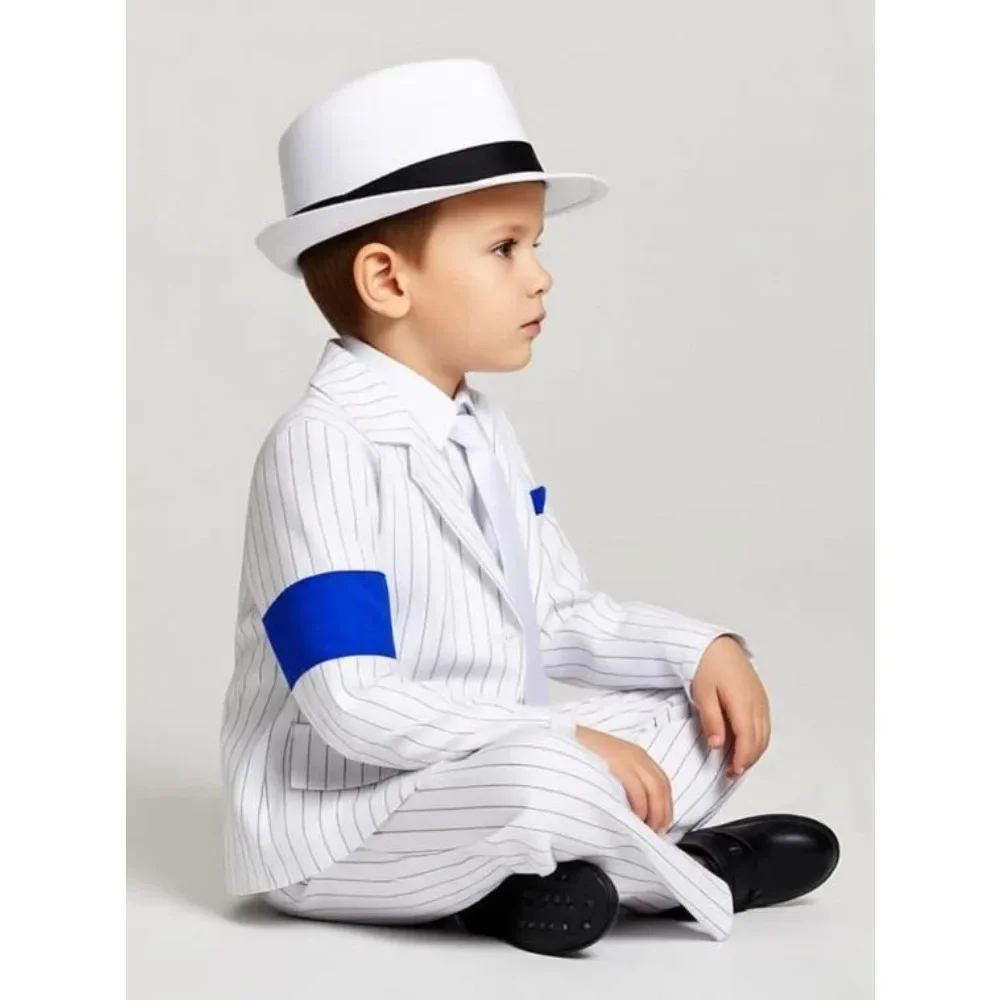 Jackson Performance Cosplay Suit White Striped Blazer Set Stage Show Iconic Bold Concert Tribute Look view 4