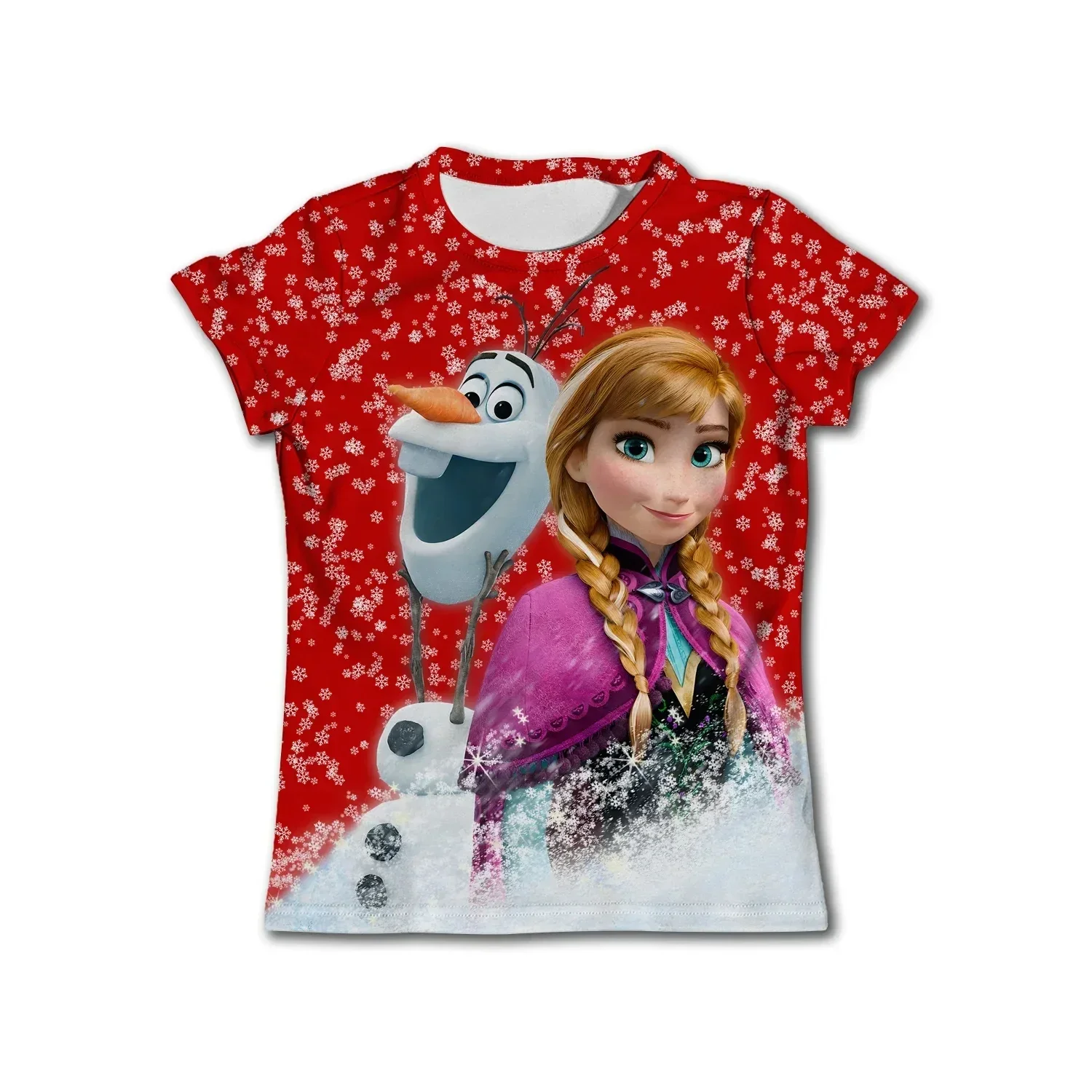 

MINISO Kawaii Anna Elsa Frozen 3d футболка для девочек топы футболки детская одежда для девочек футболки детская одежда с короткими рукавами для детей и взрослых