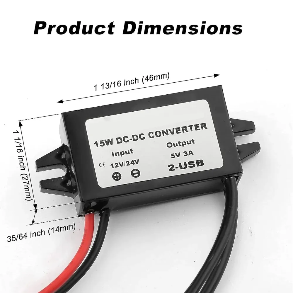 12V 24V to 5V DC DC Converter Step Down Module USB Female dual USB Type C open Wire Connector Power Adapter CE ROHS Certificated