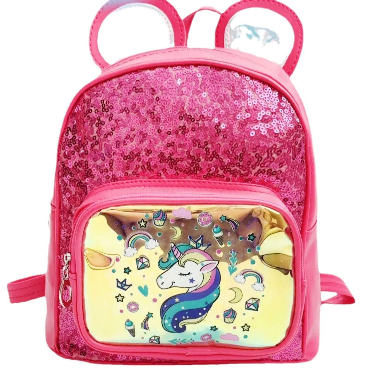 Children\'s New Unicorn Stereo Ears Creative Modeling Fashion Kindergarten Sequins Cartoon Ponies Cute Girls Travel Backpack