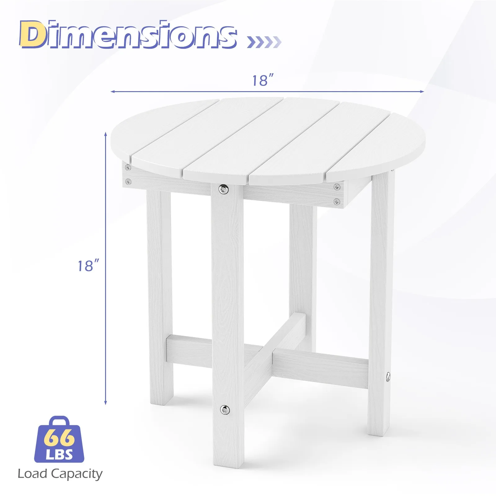 Outdoor Side Table w/Weather-Resistant, Waterproof Top for Patio Deck Pool Porch