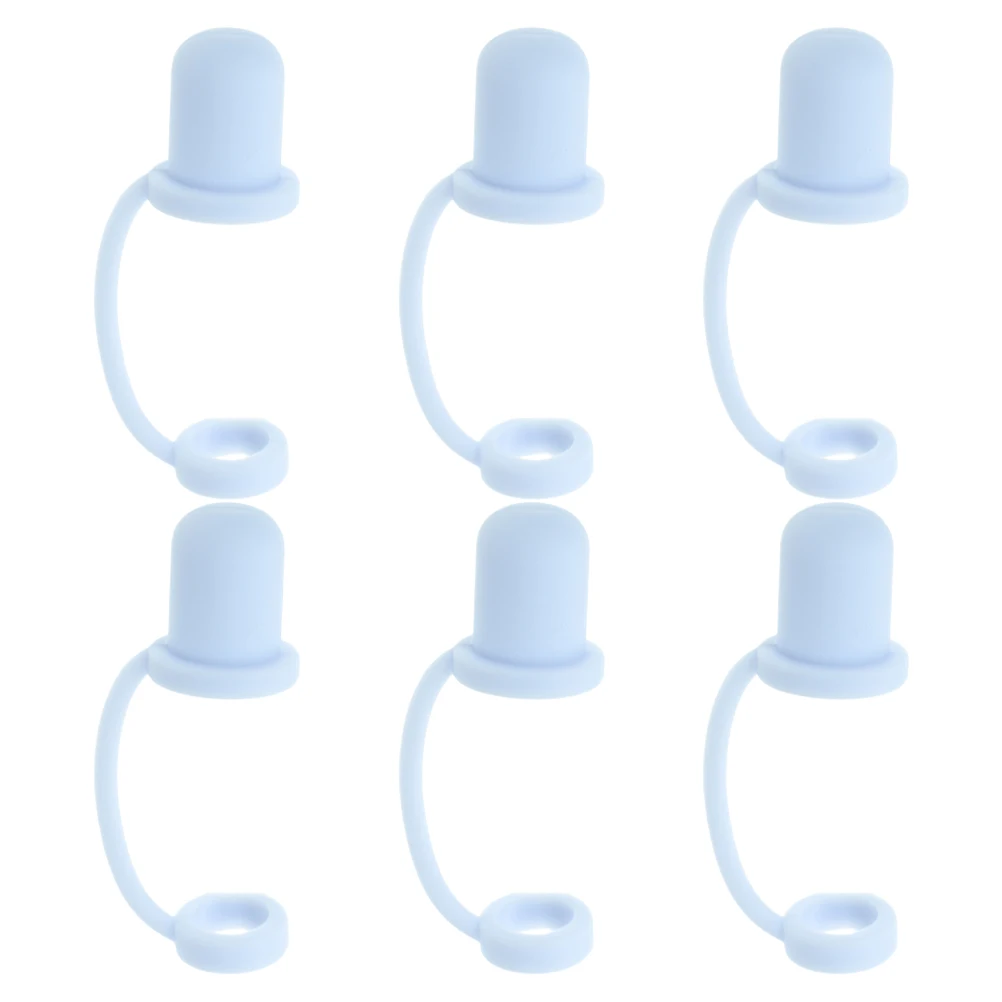 

6 Pcs Straw Cap Soft Glue Cover Reusable Silicone Straight Tips Protector Caps Covers Silica Gel for Straws Drinking