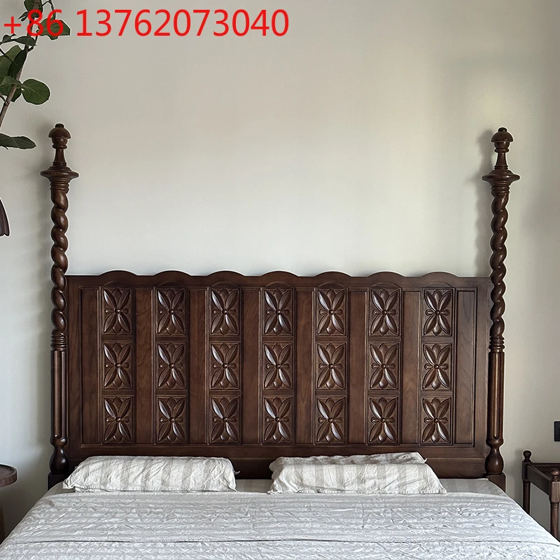 

Medieval style carved pillar bed French retro 2.2 wedding bed