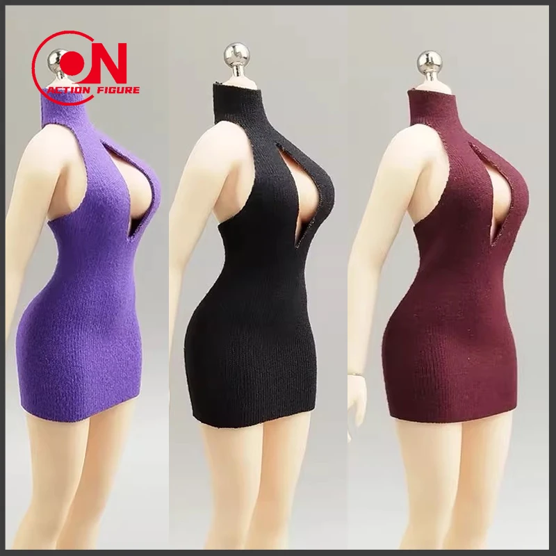 1/12 peito aberto gola alta saia curta roupas acessório modelo caber 6 ''bjd shf tbl soldado feminino figura de ação corpo bonecas