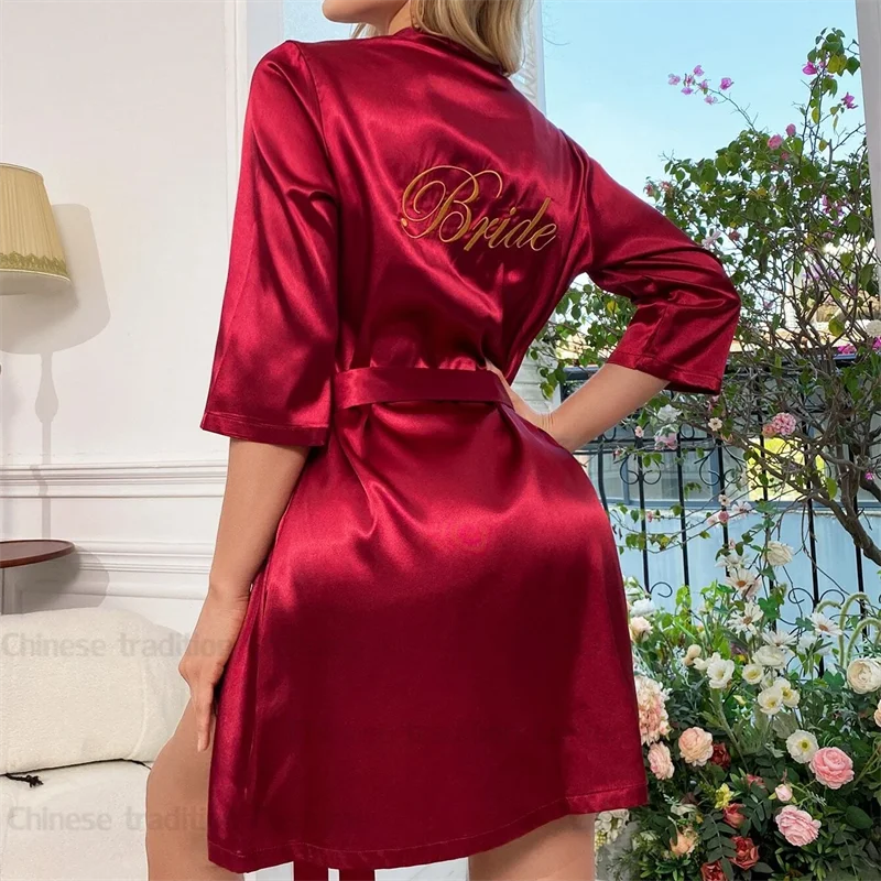 Boda Trajes De BaÃ±o Para Novia Y Damas Kimono De Satén Para Boda