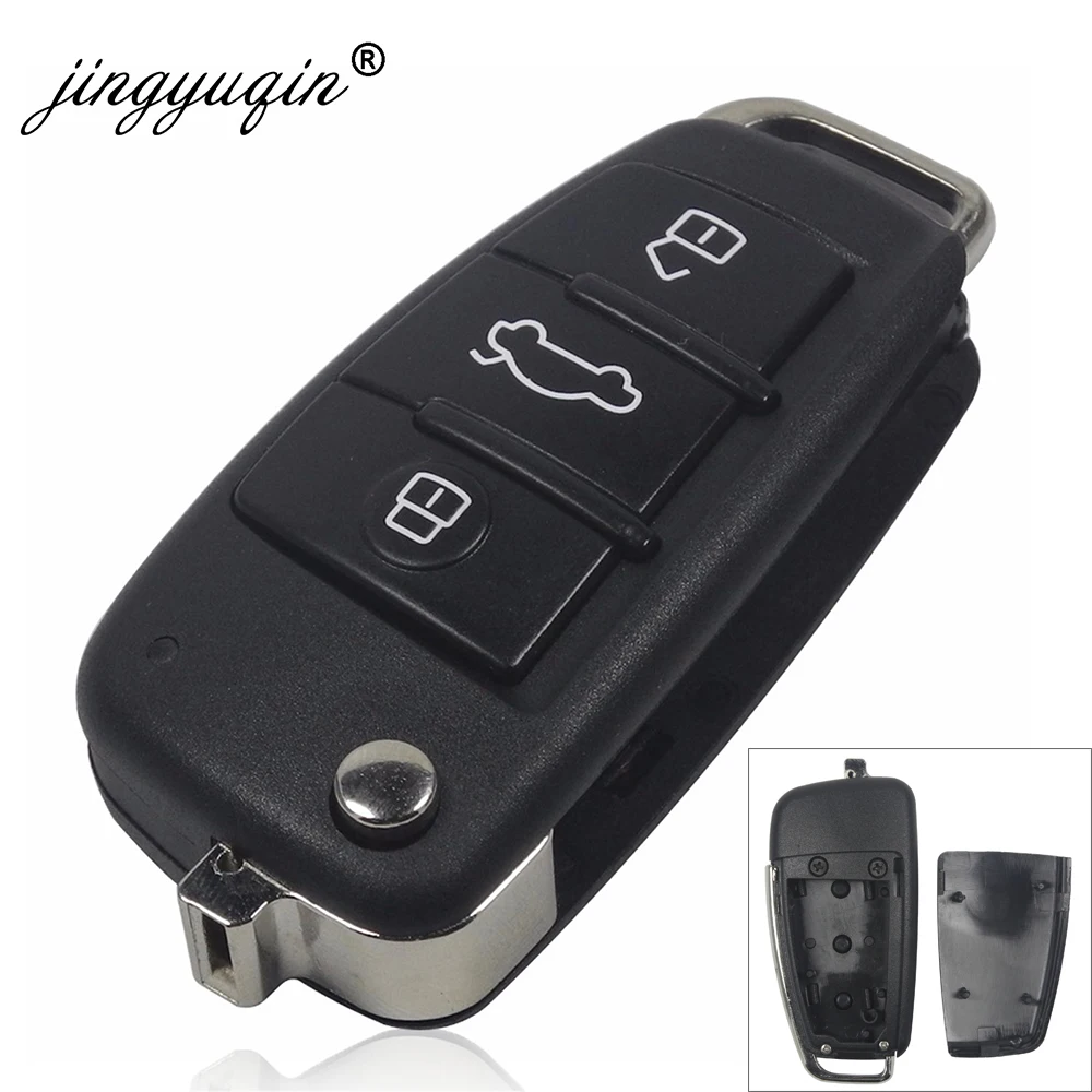 jingyuqin VVDI KD Flip Remote Car Key Shell Case 3 Button For AUDI A2 A3 A4 A6 A6L A8 TT XKA600EN B02 Replacement Housing