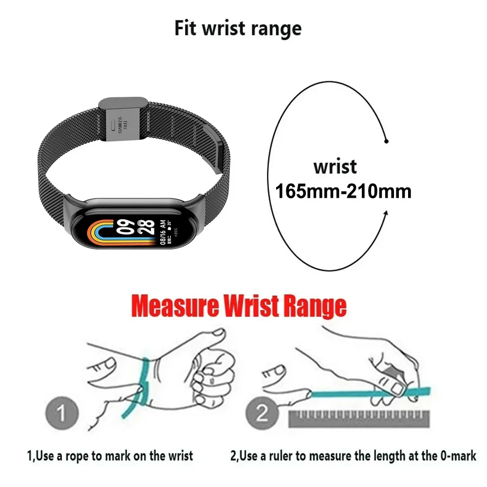 Milanese Strap For Xiaomi MiBand 8 Band Smartwatch Replacement Wristband Metal Buckle Bracelet for Mi Band 8 NFC Accessories