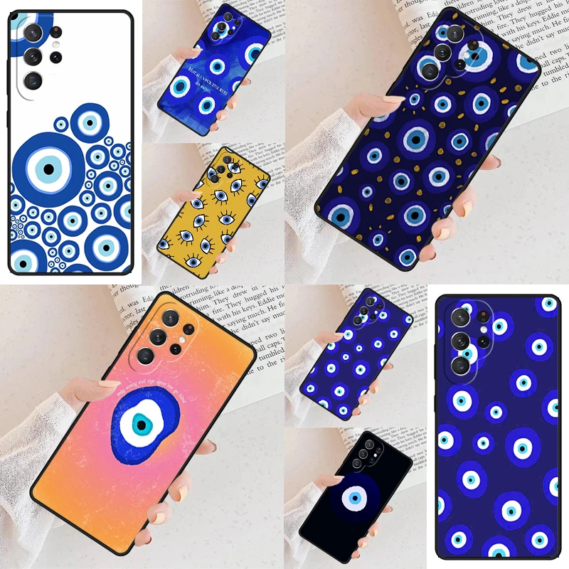 Evil eye Phone Case For Samsung Galaxy S24 S23 S22 S21 Ultra S10 Note 10 Pro S20 Plus FE S9 S8 Cover