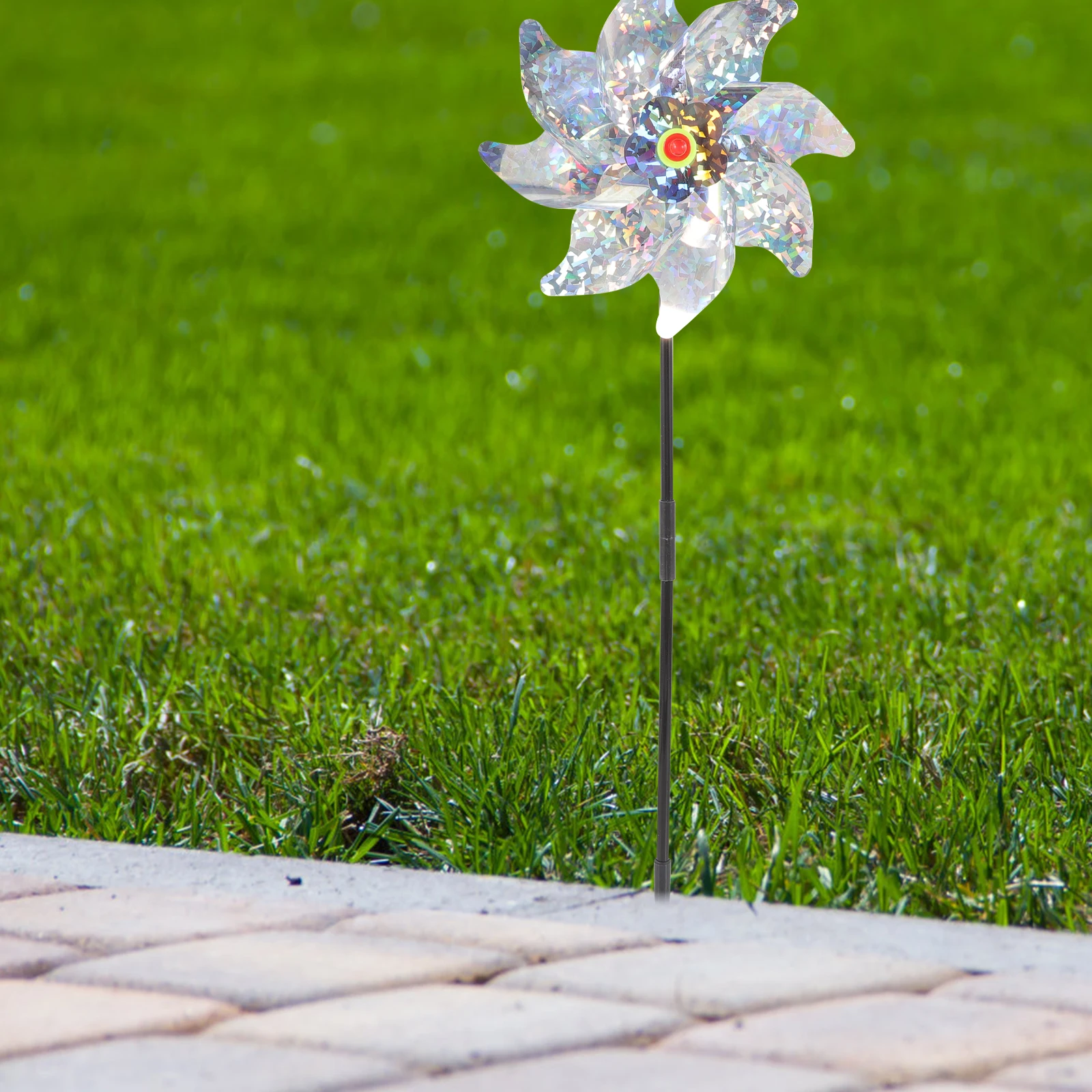 

5pcs Pinwheel 8-Blade Bird Repellent Windmill Reflective Devices for Garden Lawn Yard Pathway Deterrent Decor