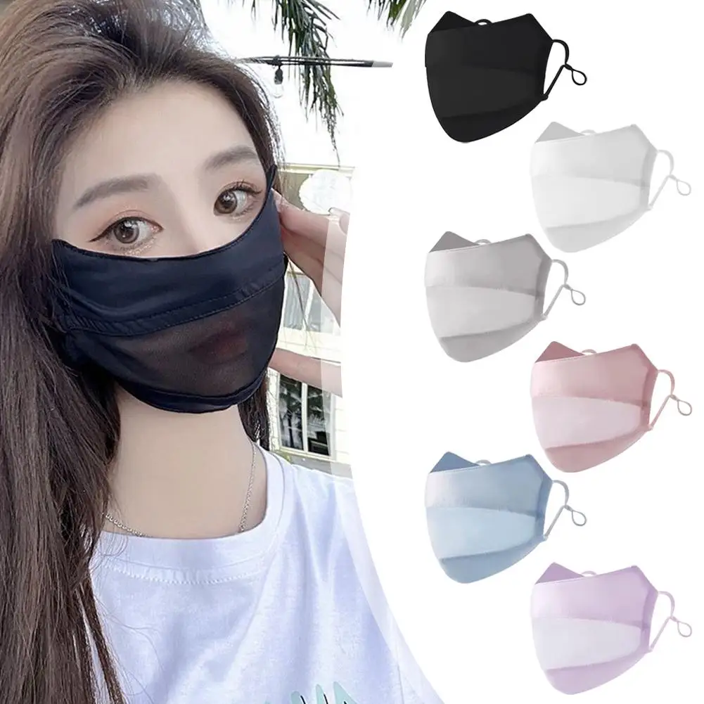 UV Protection Face Mask For Women Washable Summer Breathable Mesh Patchwork Face Cover Face Mask For Golf Sports Cycling Hiking
