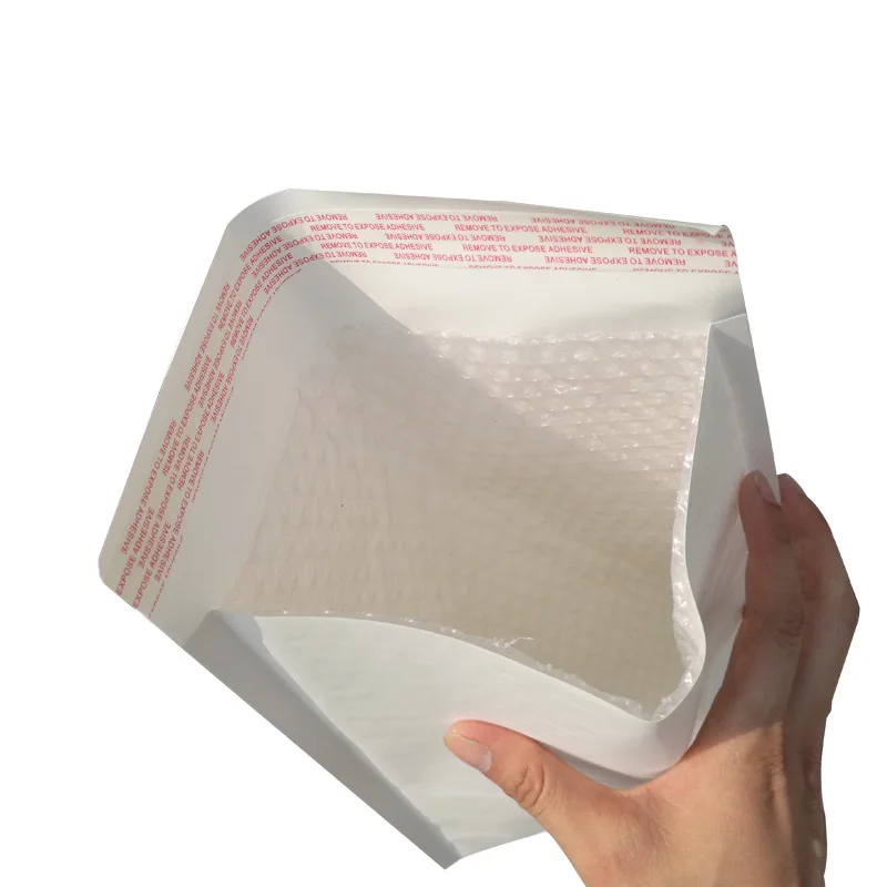 Enveloppes à Bulles en Papier Kraft Blanc, Sac d'Expédition Rembourré, Emballage Cadeau, 50 Pièces