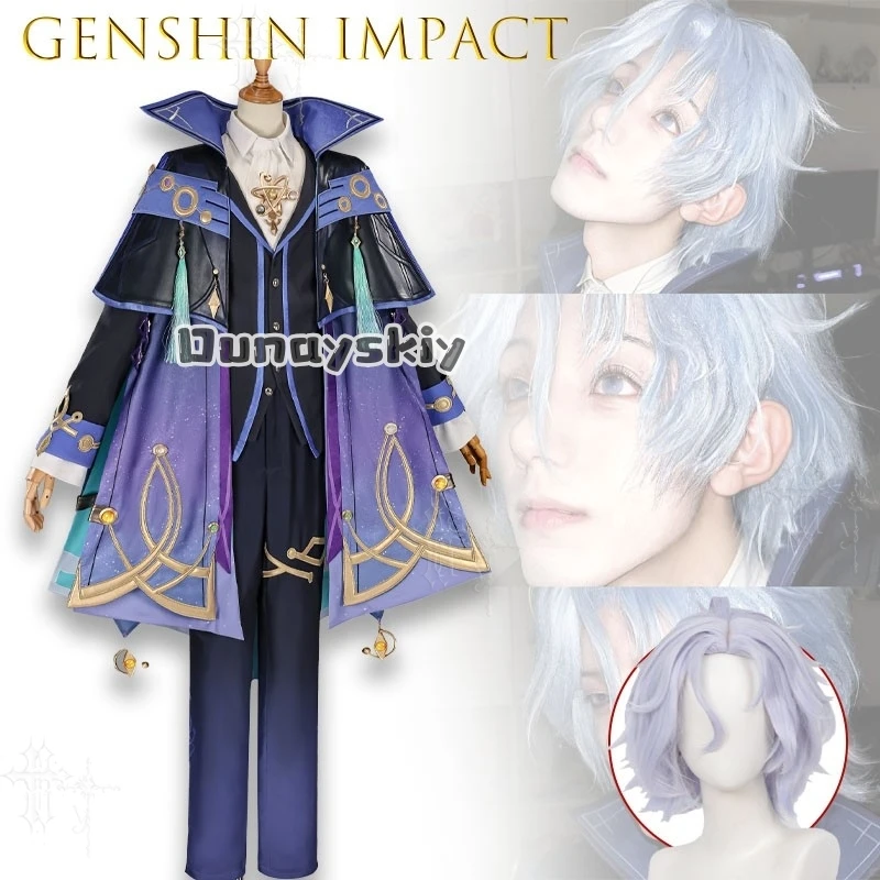 KS*17Genshin Impact Snezhnaya Mitya Cosplay Costume Men Full Set Game Character Outfit Comic Party Role Play Cos Suit Halloween