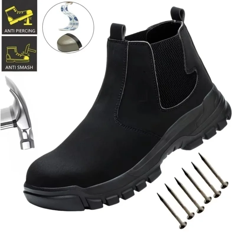 Chaussures de sécurité faciles à porter pour hommes, chaussures de travail à bout en acier, baskets de travail anti-perforation, bottes de protection pour hommes