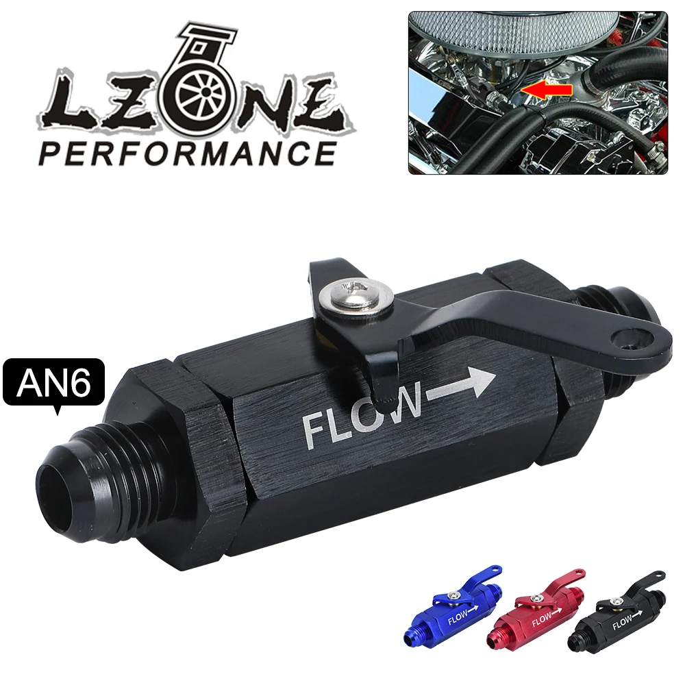 LZONE - AN6 AN8 AN10 Aluminum Inline Fuel Filter Shut Off Valve Cut Off w/ Cable Lever 1Pcs JR-FSV06